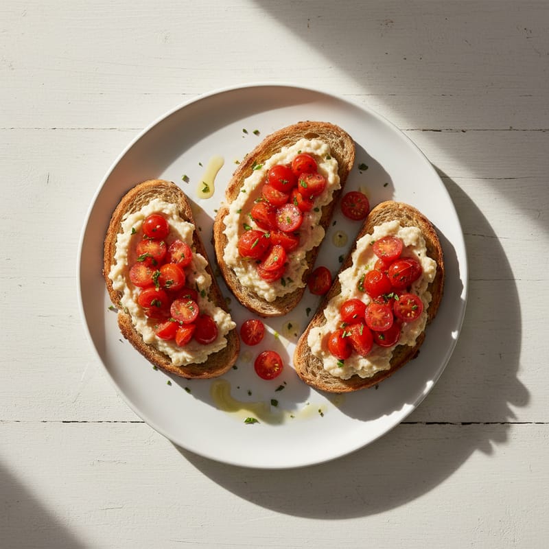 Bruschete cu Fasole Bătută și Roșii