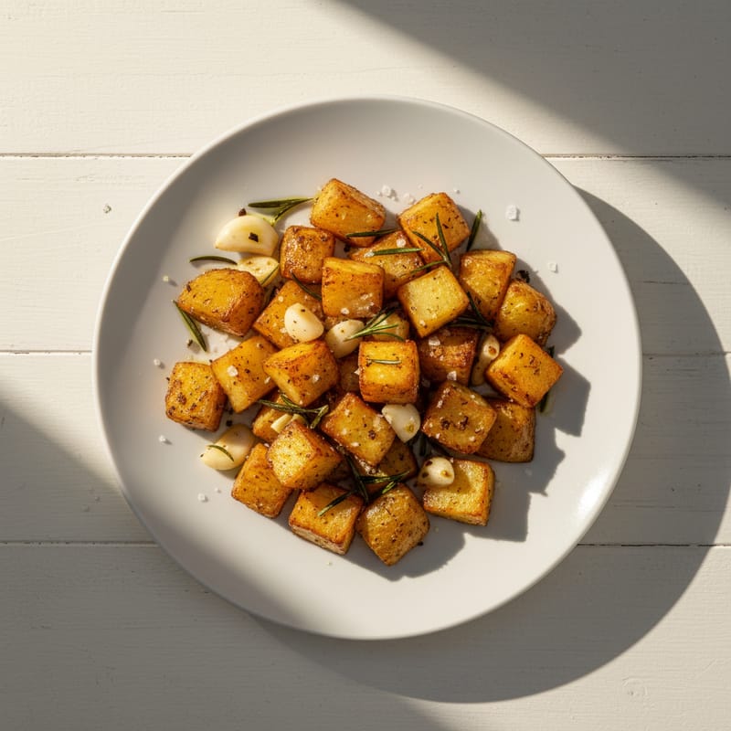 Cartofi Aurii la Tigaie cu Usturoi și Rozmarin