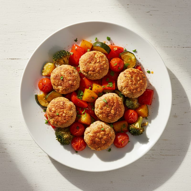 Chiftele de Pui la Cuptor cu Legume