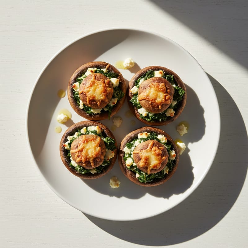 Ciuperci Umplute cu Brânză și Spanac