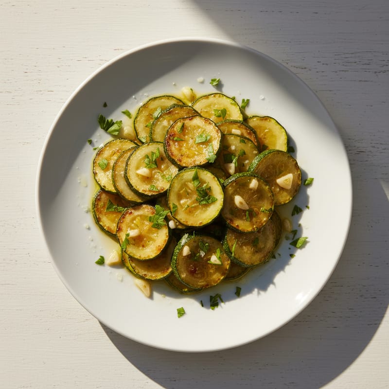 Dovlecei la Tigaie cu Usturoi și Pătrunjel