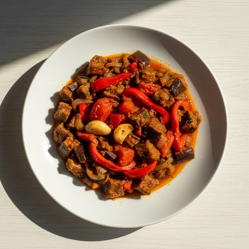 Mâncare de Post Jamila cu Vinete și Ardei