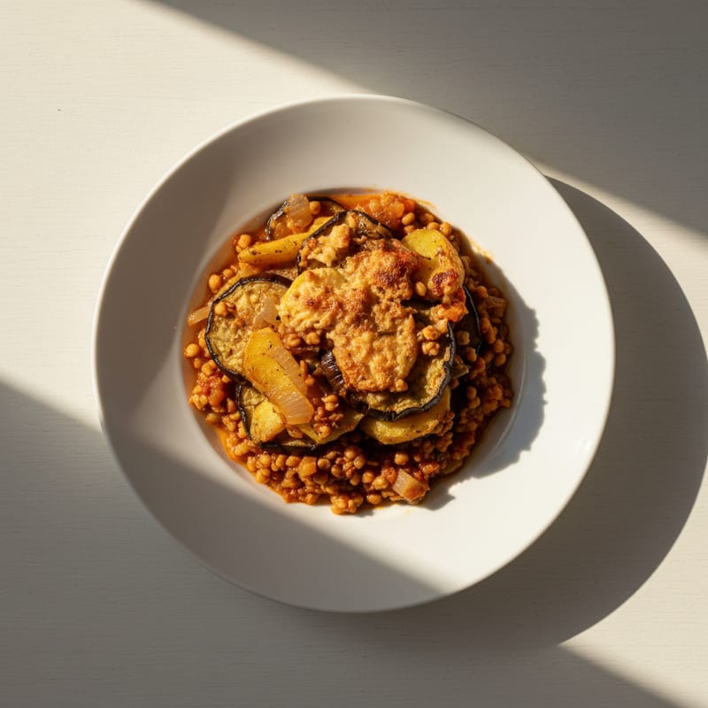 Musaca Vegetariană cu Soia Granule la Cuptor