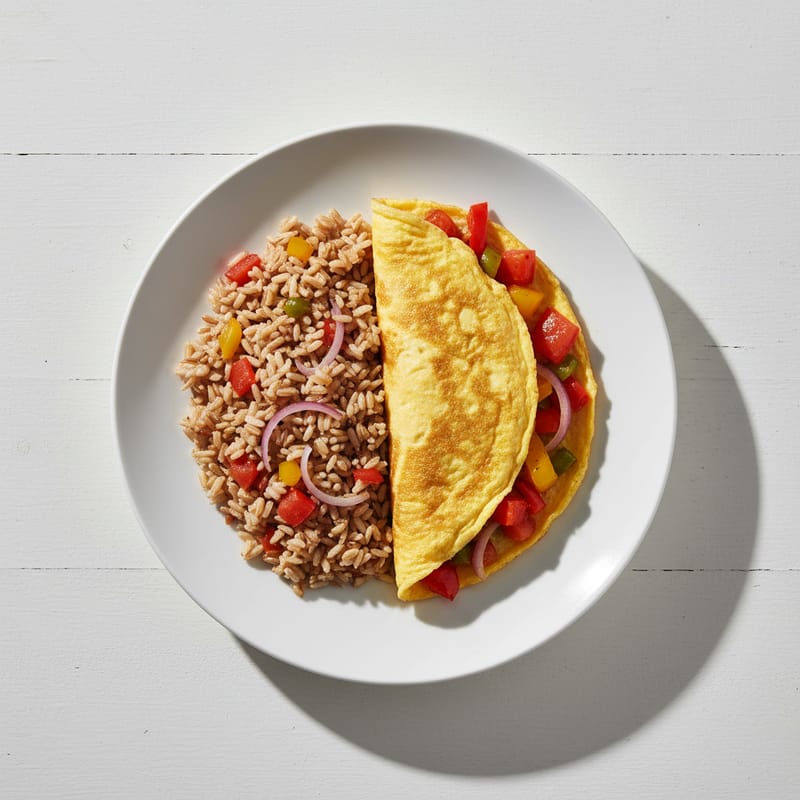Omletă cu Legume și Orez Integral