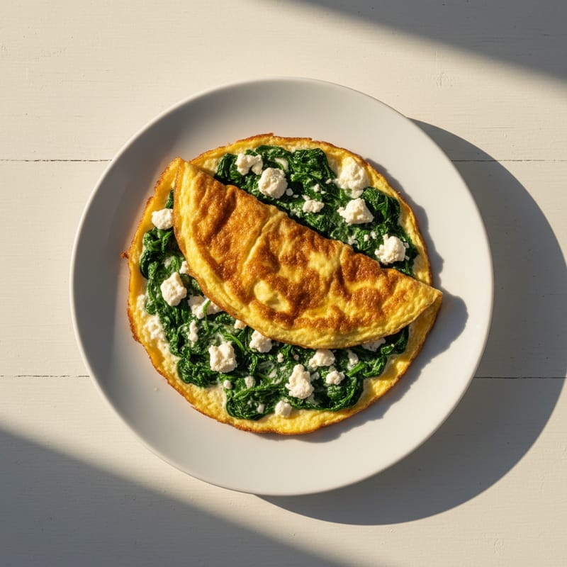 Omletă cu Spanac Congelat și Brânză