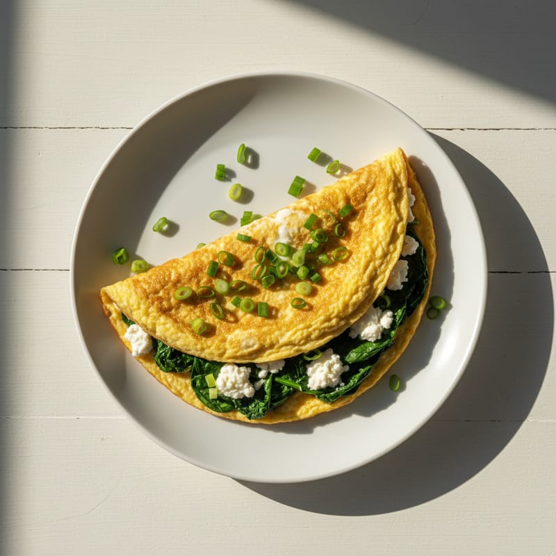 Omletă cu Spanac și Brânză Cottage