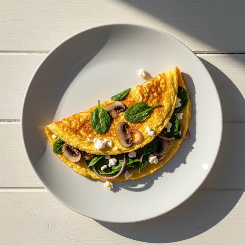 Omletă cu Spanac și Ciuperci