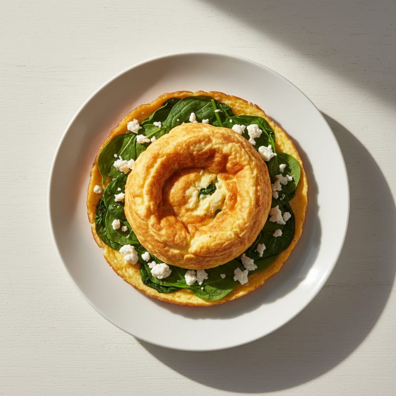 Omletă Pufoasă cu Brânză și Spanac