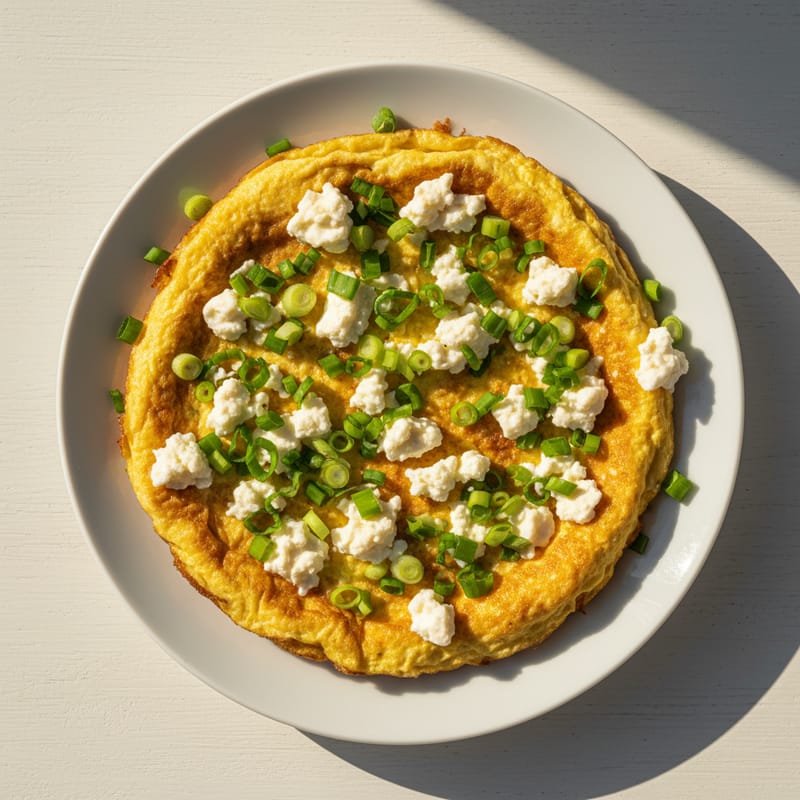 Omletă Țărănească cu Brânză și Ceapă Verde