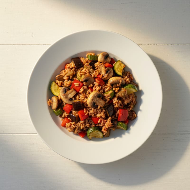 Orez Brun cu Legume la Cuptor