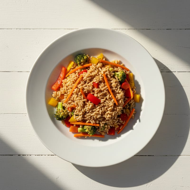 Orez Brun cu Legume la Wok