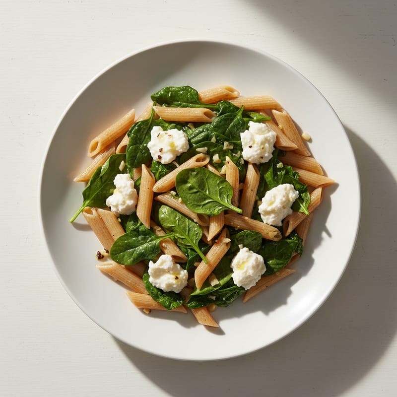 Paste Integrale cu Spanac și Ricotta
