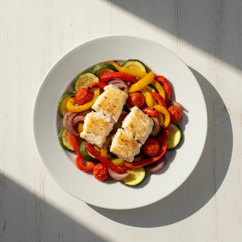 Peste Alb cu Legume la Cuptor