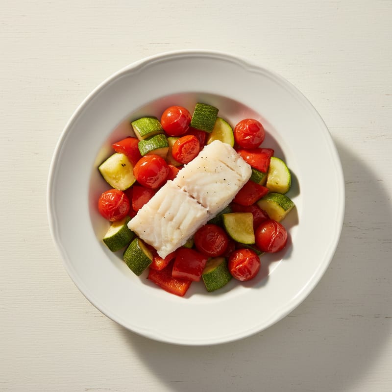 Peste Alb la Cuptor cu Legume