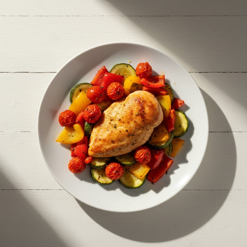 Piept de Pui la Cuptor cu Legume Mediteraneene