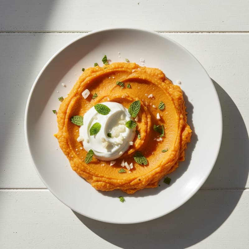 Piure de Cartofi Dulci Fierți cu Iaurt Grecesc