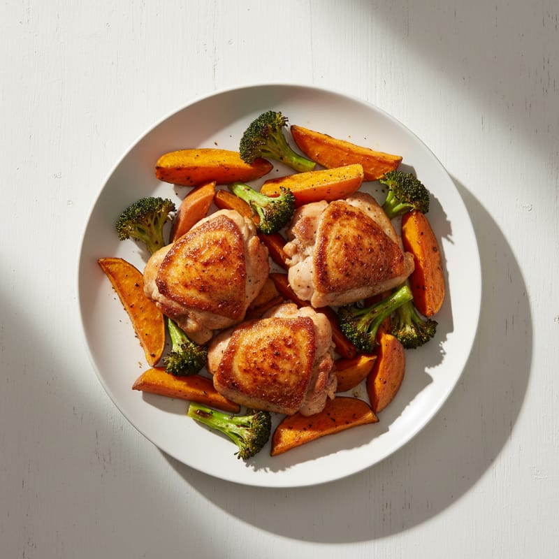 Pui la Cuptor cu Cartofi Dulci și Broccoli