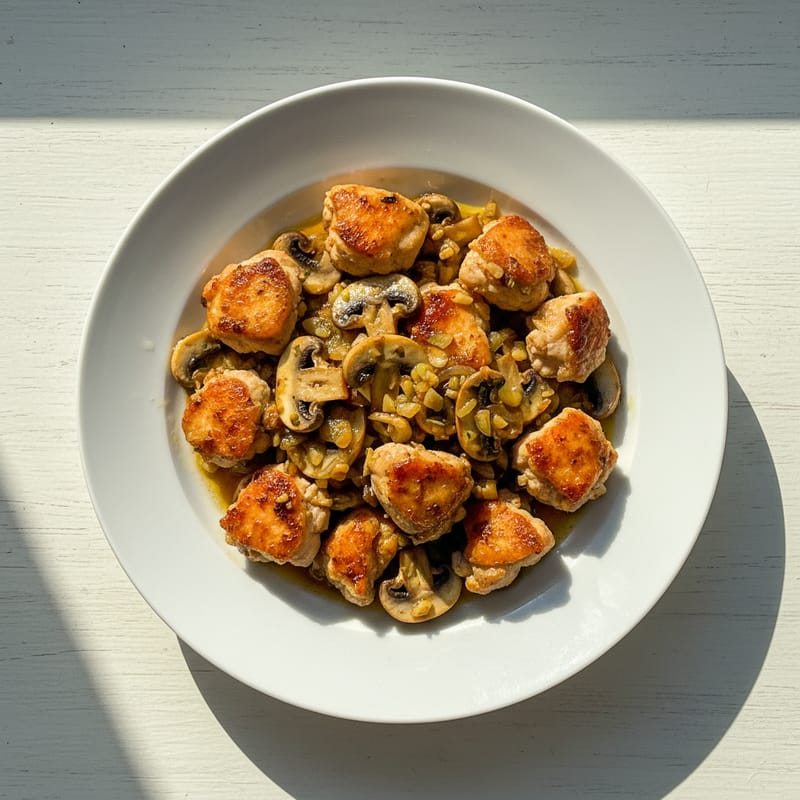 Pulpe de Pui Dezosate la Tigaie cu Ciuperci și Usturoi