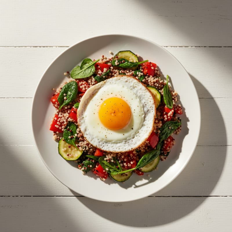 Quinoa cu Legume la Tigaie și Ou