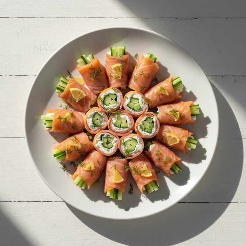 Rulate cu Somon Afumat și Brânză Cremă