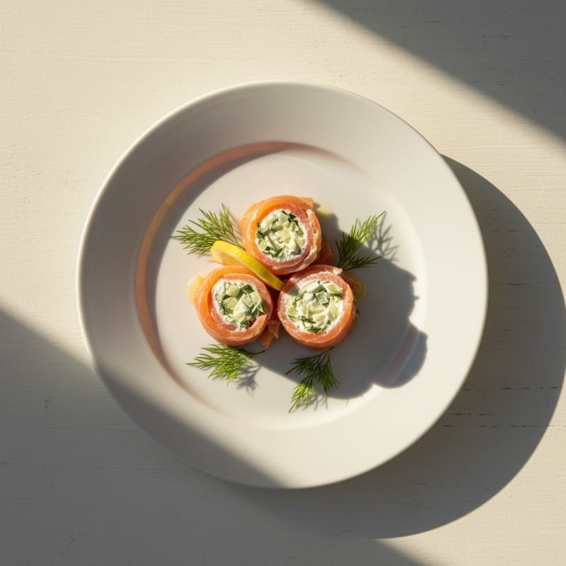 Rulouri de Somon cu Cremă de Brânză și Castraveți