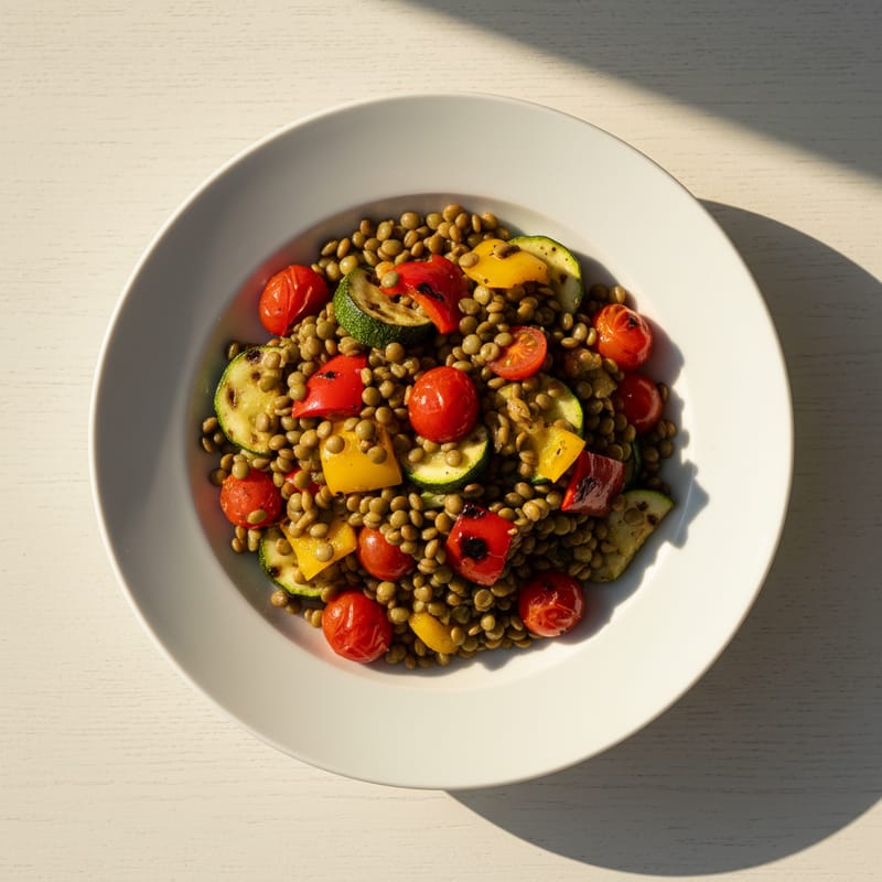 Salată de Linte cu Legume la Grătar