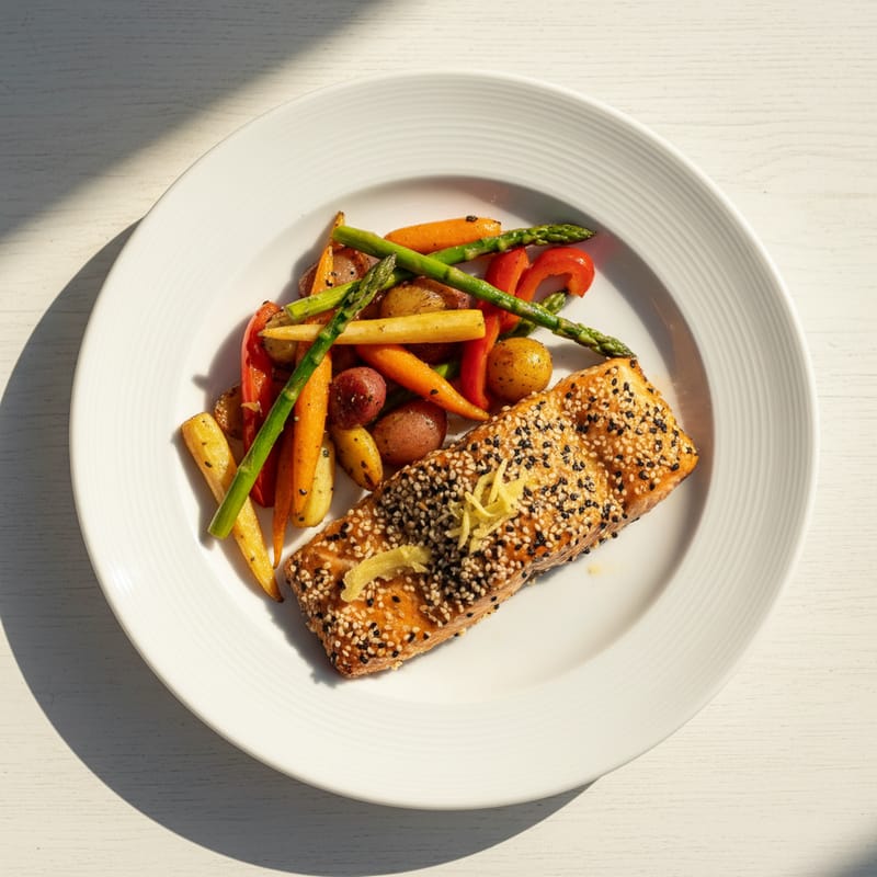 Somon în Crustă de Susan cu Legume la Cuptor