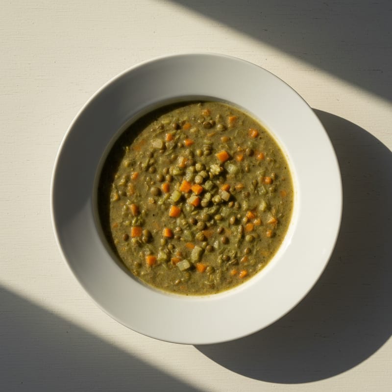 Supă Cremoasă de Linte Verde cu Legume