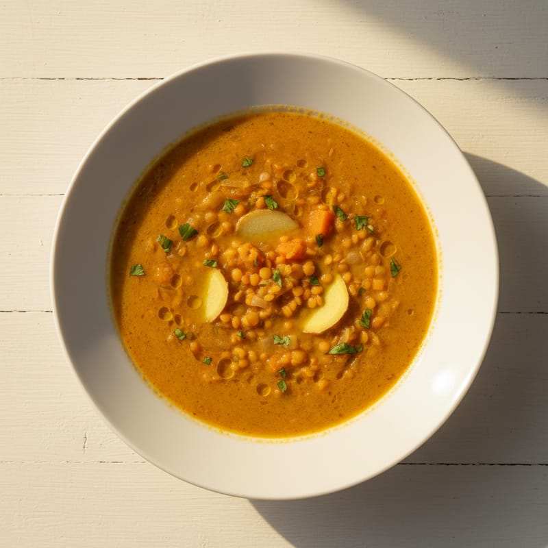 Supă de Linte cu Turmeric și Ghimbir