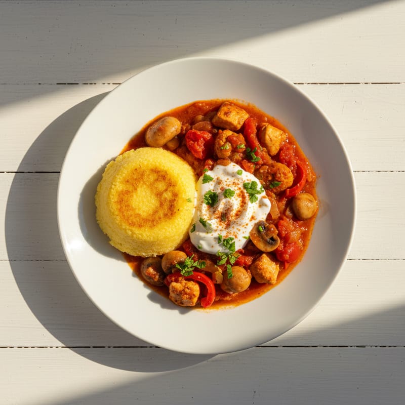 Tocănița de Pui cu Mămăligută și Iaurt