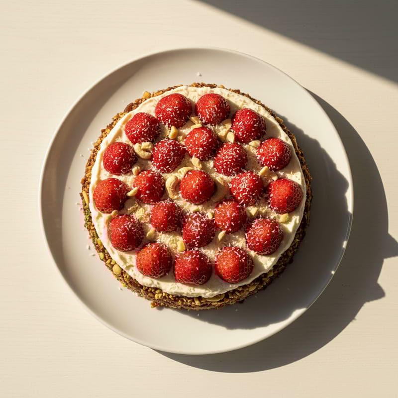 Tort Raw Vegan cu Căpșuni