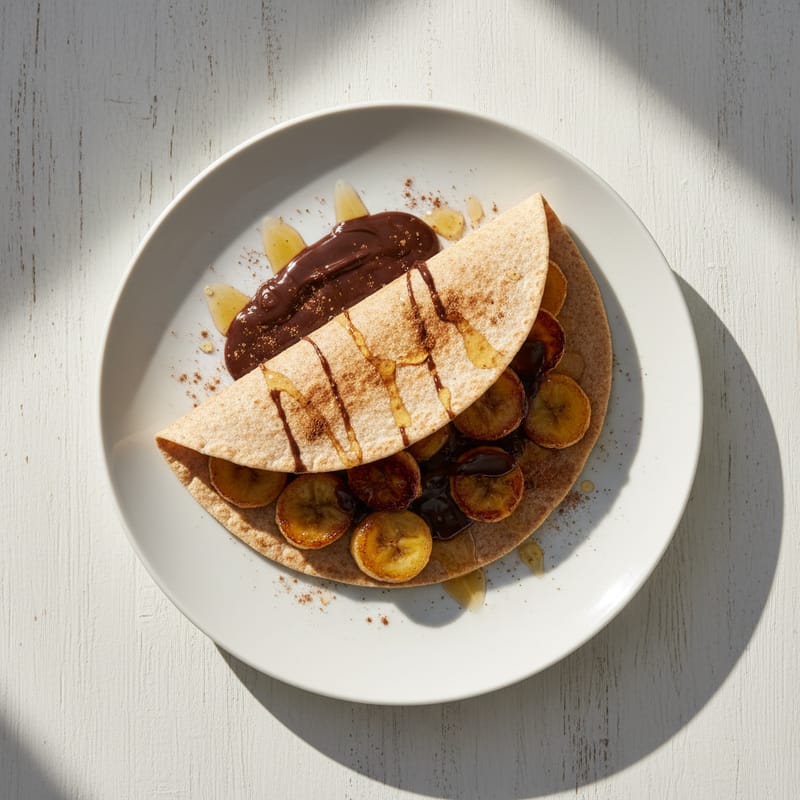 Tortilla Desert cu Banane și Ciocolată la Tigaie